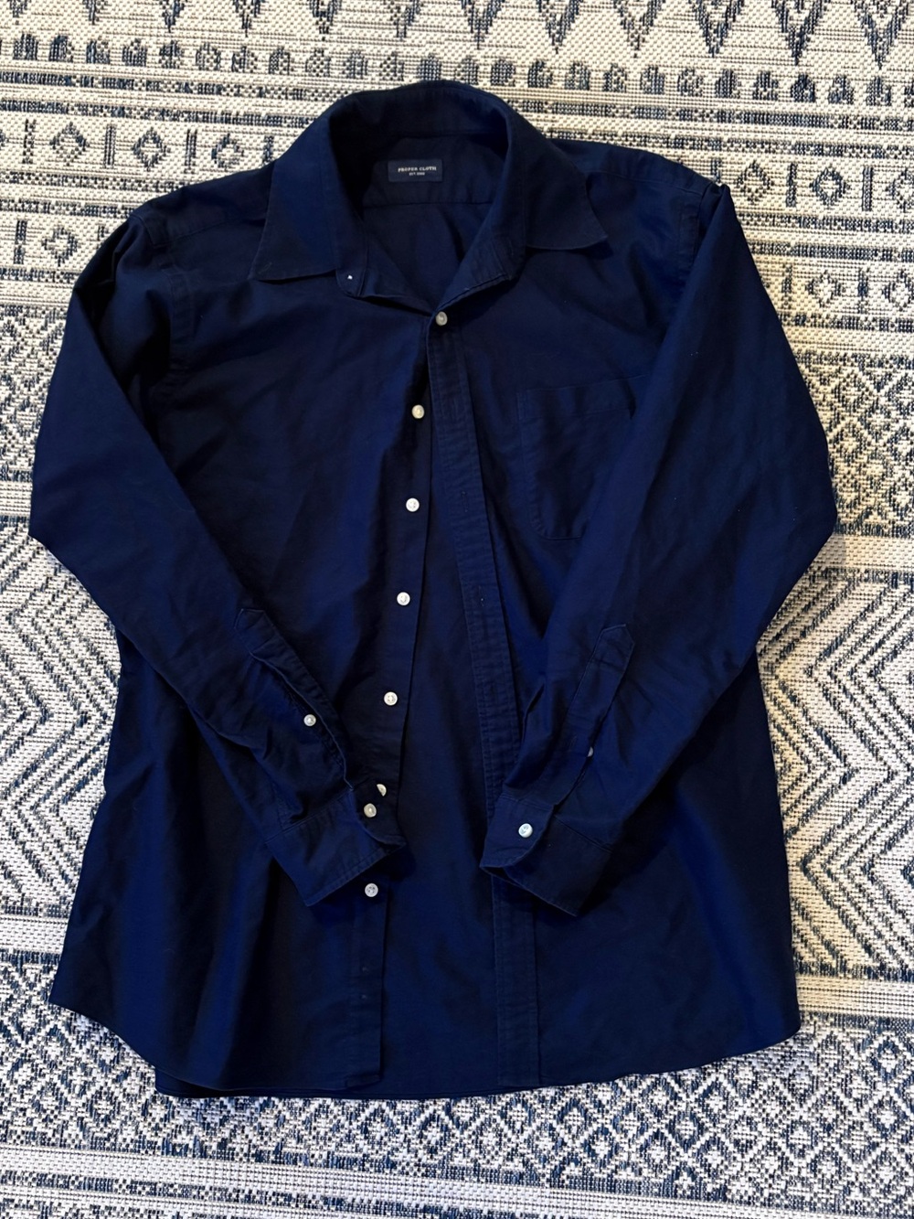 Men's Dark Navy Long-Sleeve Dress Shirt